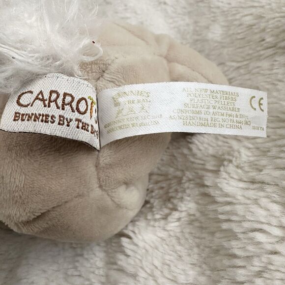 Carrots Bunnies By The Bay Little Loops Bunny Rabbit 6” Tan Pink Ribbon Plush - Picture 5 of 6